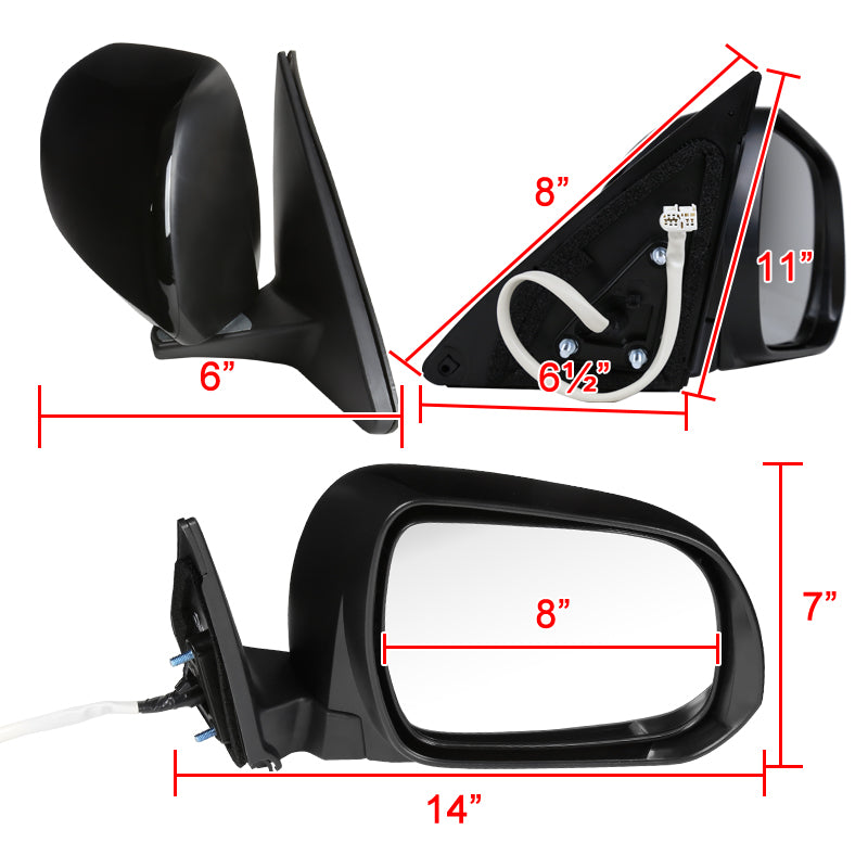 2008-2013 Toyota Highlander 7-Pin Power Adjustable & Heated Side Mirror w/ LED Puddle Light - Passenger Side Only