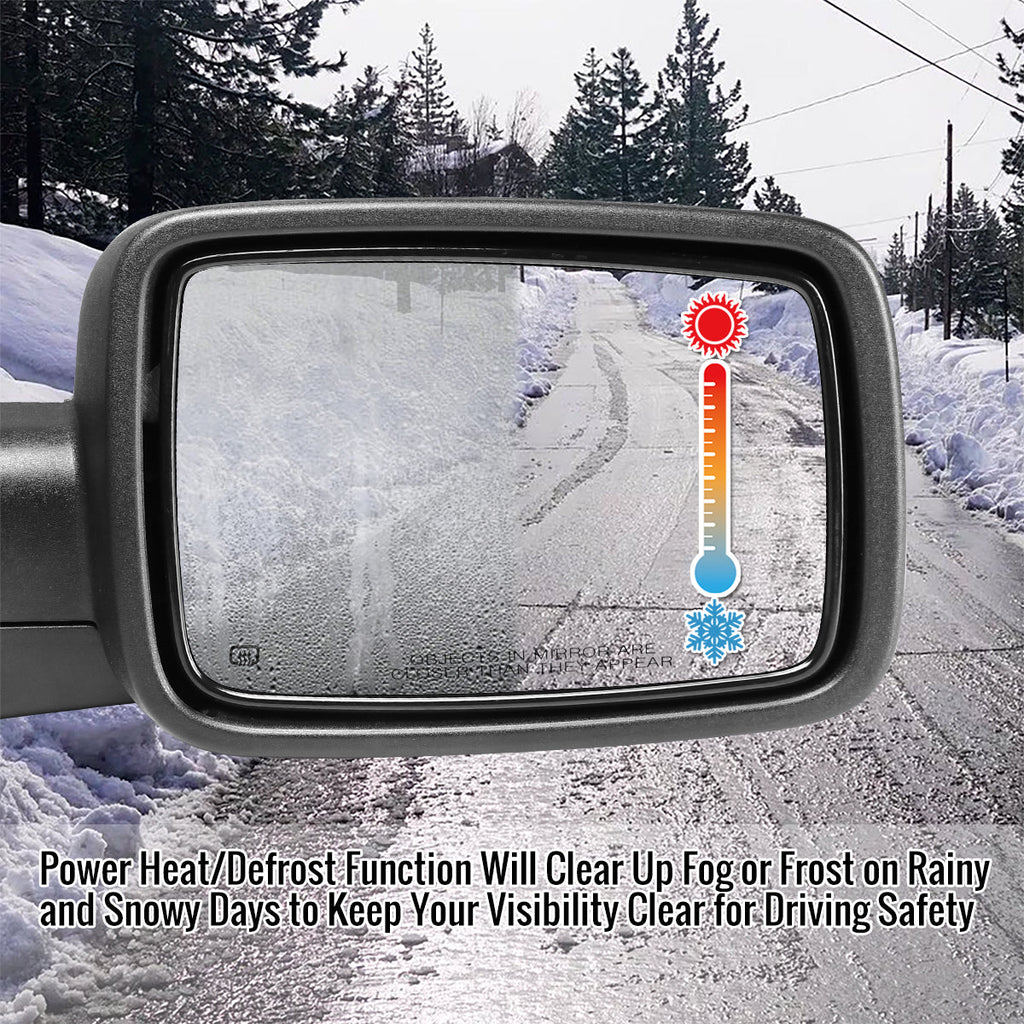 2013-2019 Dodge RAM Chrome Power Adjustable, Auto-Fold, & Heated Side Mirror w/ LED Turn Signal & Puddle Light - Passenger Side Only