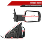 2019-2024 Dodge RAM 1500 Chrome Power Adjustable, Manual Fold, BSD & Heated Side Mirror w/ LED Puddle and Turn Signal Light - Passenger Side Only