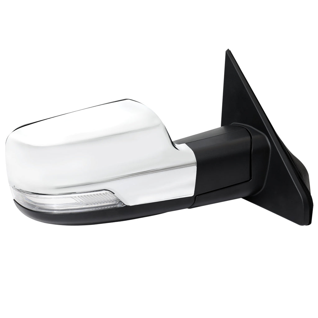 2019-2024 Dodge RAM 1500 Chrome Power Adjustable, Manual Fold, BSD & Heated Side Mirror w/ LED Puddle and Turn Signal Light - Passenger Side Only