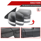 2019-2024 Dodge RAM 1500 Black Power Adjustable, Manual Fold, BSD & Heated Side Mirror w/ LED Puddle and Turn Signal Light - Driver Side Only