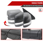 2019-2024 Dodge RAM 1500 Black Power Adjustable, Manual Fold, BSD & Heated Side Mirror w/ LED Puddle and Turn Signal Light - Passenger Side Only