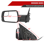 2019-2024 Dodge RAM 1500 Black Power Adjustable, Auto-Fold, BSD & Heated Side Mirror w/ LED Puddle and Turn Signal Light - Driver Side Only