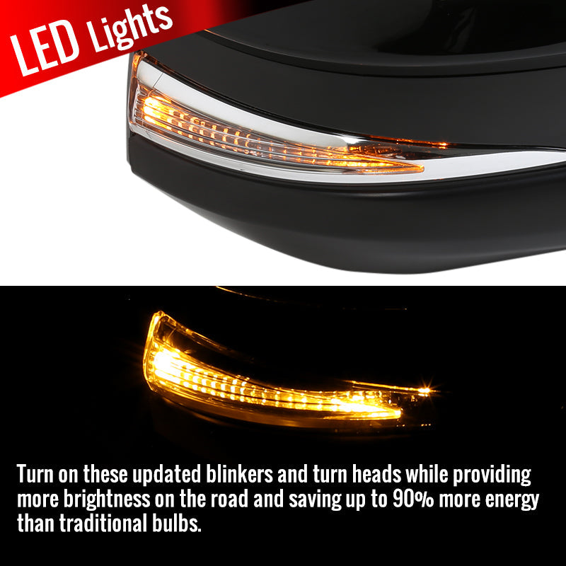 2013-2015 Toyota RAV4 Glossy Black 10-Pin Power Adjustable, Auto-Fold, Heated, & BSM Side Mirror w/ LED Turn Signal Light - Passenger Side Only