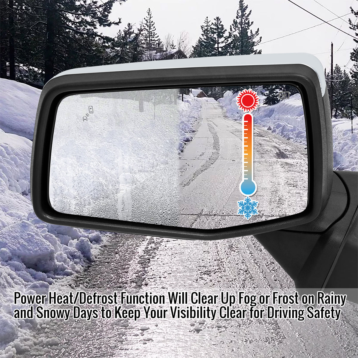 2019-2026 GMC Sierra 1500 Chrome Power Adjustable, Manual Fold, BSD & Heated Side Mirror w/ LED Puddle and Turn Signal Light - Driver Side Only
