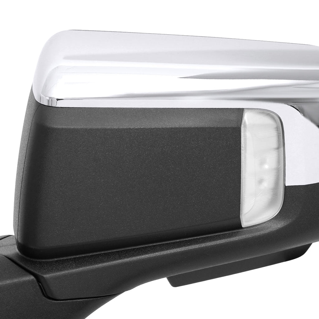 2019-2026 GMC Sierra 1500 Chrome Power Adjustable, Manual Fold, BSD & Heated Side Mirror w/ LED Puddle and Turn Signal Light - Driver Side Only