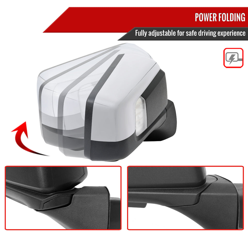 2019-2026 GMC Sierra 1500 Chrome Power Adjustable, Auto-Fold, BSD & Heated Side Mirror w/ LED Puddle and Turn Signal Light - Passenger Side Only