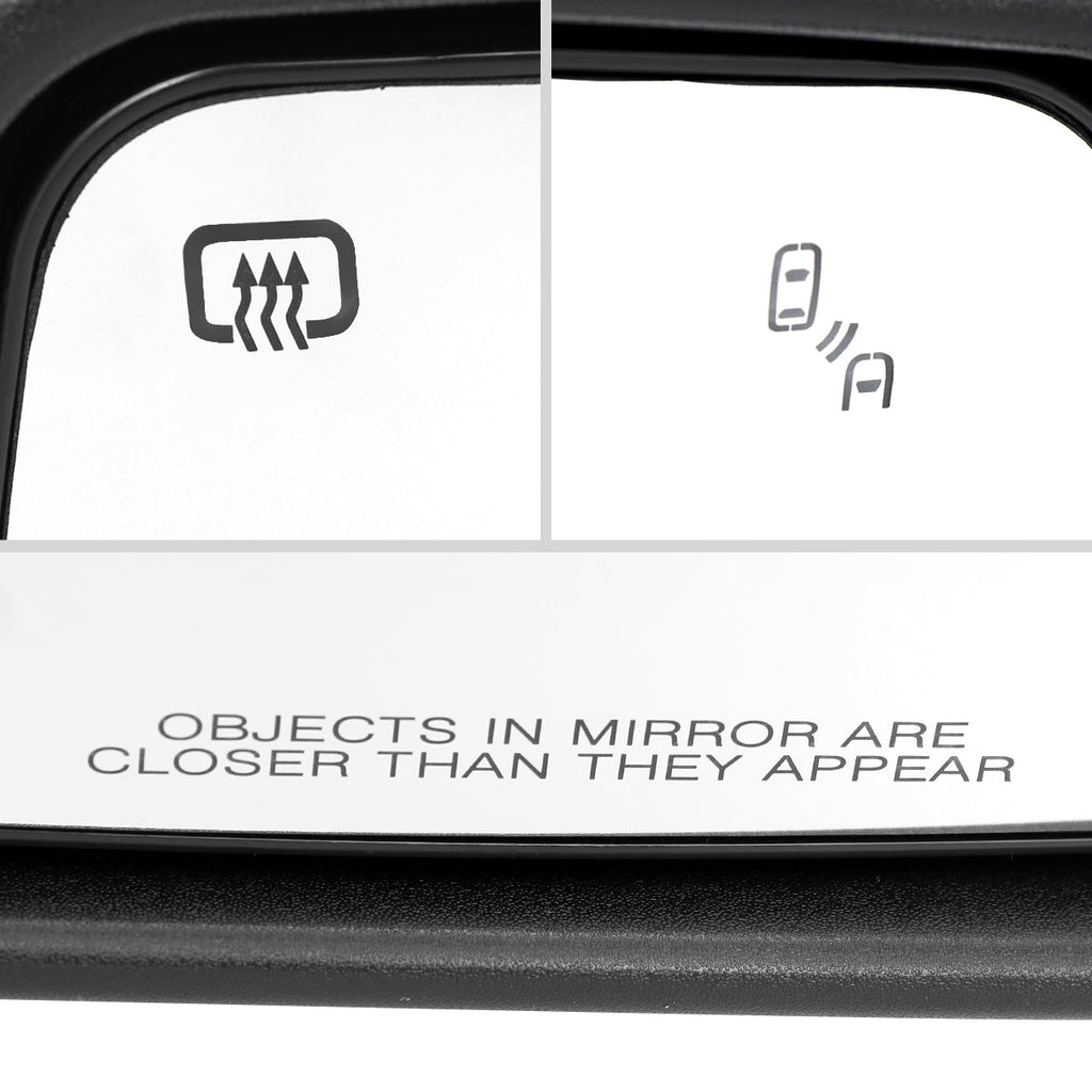 2019-2026 GMC Sierra 1500 Black Power Adjustable, Manual Fold, BSD & Heated Side Mirror w/ LED Puddle and Auxiliary Light - Passenger Side Only
