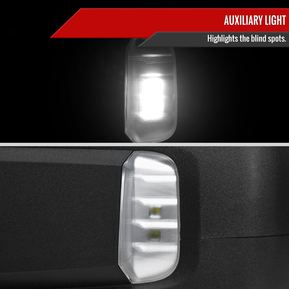 2019-2026 GMC Sierra 1500 Black Power Adjustable, Auto-Fold, BSD & Heated Side Mirror w/ LED Puddle and Auxiliary Light - Driver Side Only