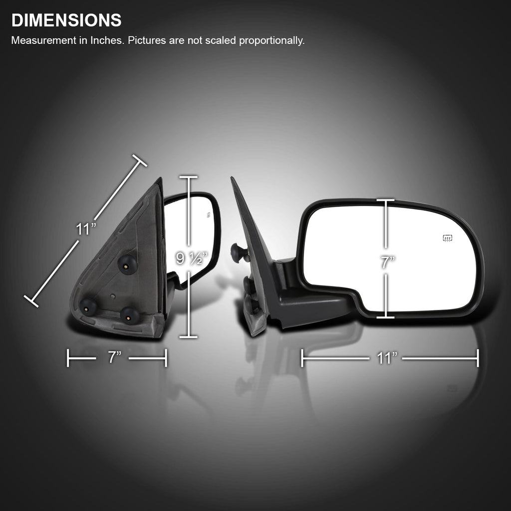 2003-2007 Chevrolet Silverado/Suburban/Avalanche/Tahoe GMC Sierra/Yukon Black Power Adjustable & Heated Side Mirror - Passenger Side Only