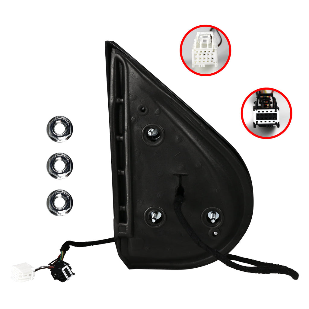 2007-2014 Chevrolet Silverado/Suburban/Avalanche/Tahoe GMC Sierra Glossy Black Power Adjustable & Heated Side Mirror w/ LED Turn Arrow Signal & Puddle Light - Driver Side Only