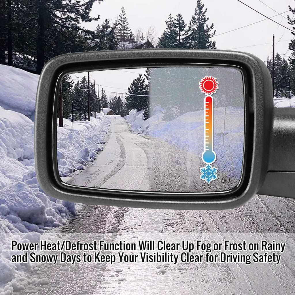 2014-2018 Chevrolet Silverado/GMC Sierra Glossy Black Power Adjustable & Heated Side Mirror w/ LED Puddle Light - Driver Side Only