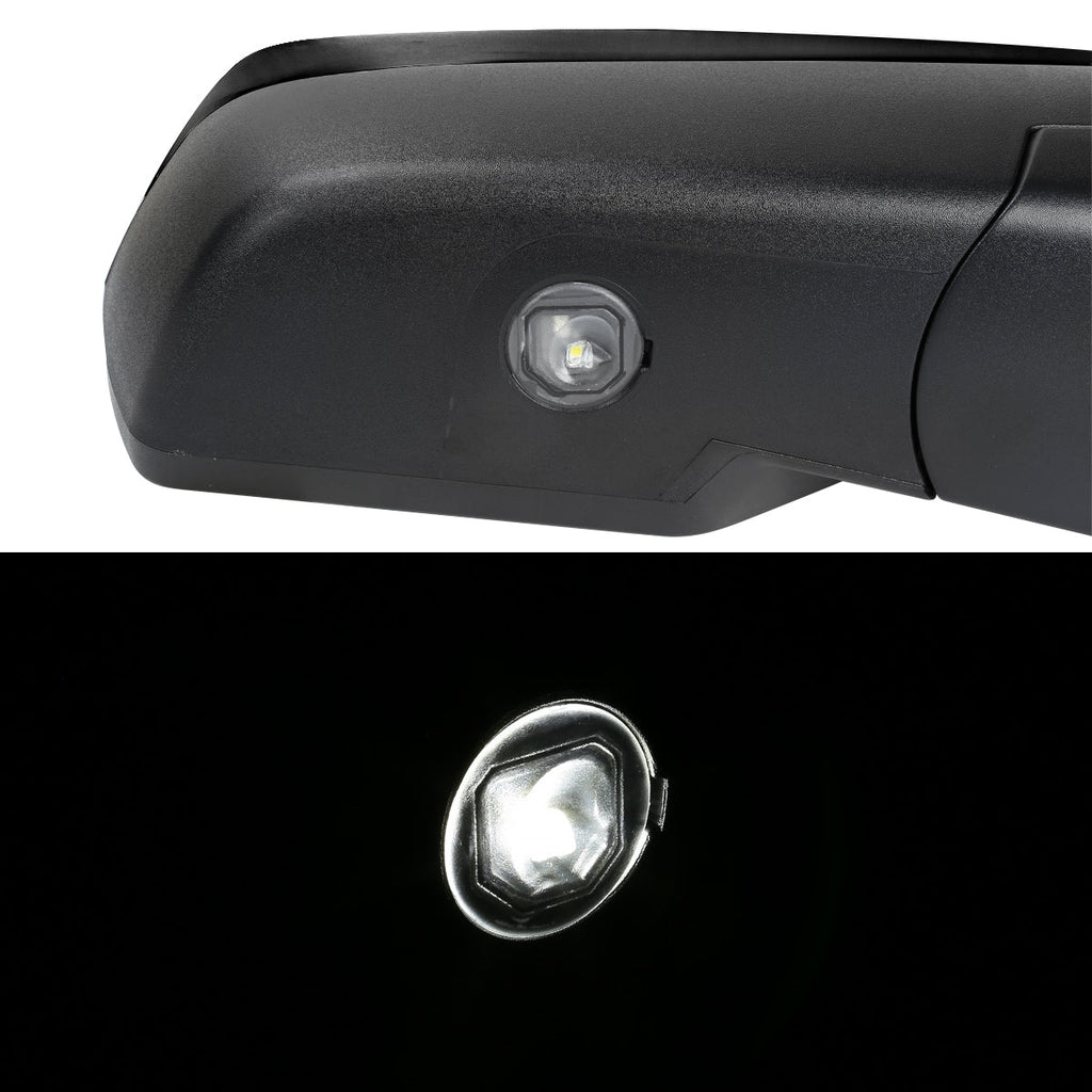 2014-2018 Chevrolet Silverado/GMC Sierra Glossy Black Power Adjustable & Heated Side Mirror w/ LED Puddle Light - Passenger Side Only