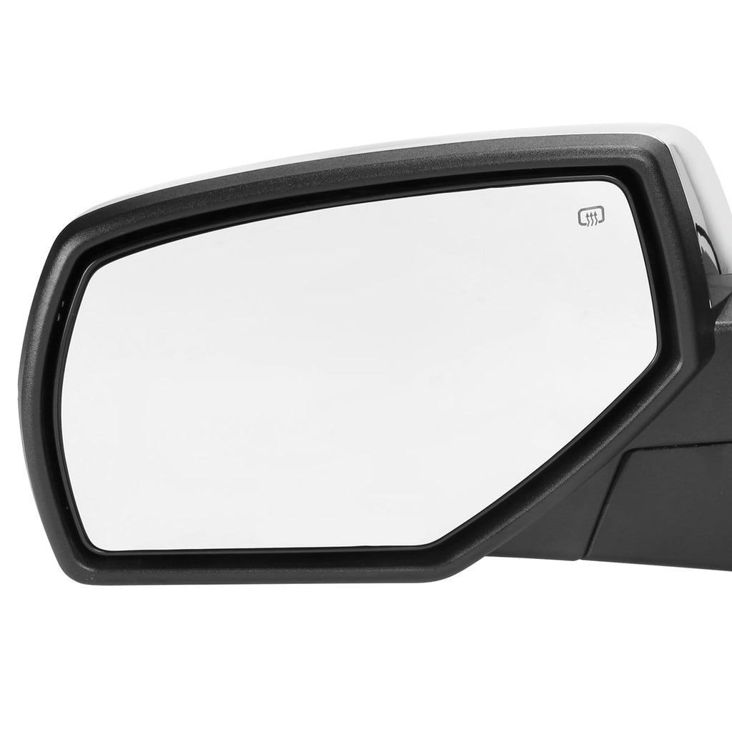 2014-2018 Chevrolet Silverado/GMC Sierra Power Adjustable, Heated, Manual Foldable Chrome Side Mirror w/ LED Turn Signal Lights - Driver Side Only