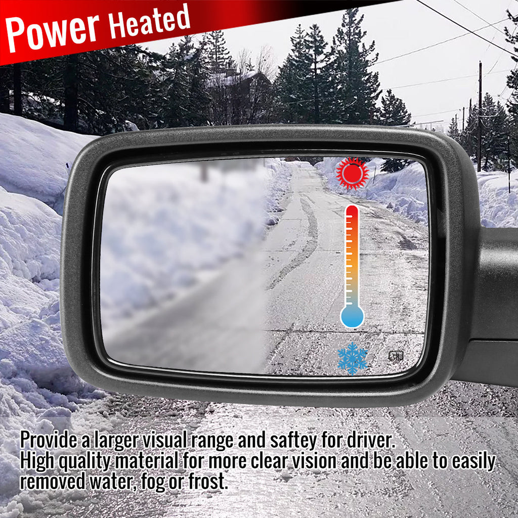 2014-2018 Chevrolet Silverado/GMC Sierra Power Adjustable, Heated, Manual Foldable Chrome Side Mirror w/ LED Turn Signal Lights - Driver Side Only