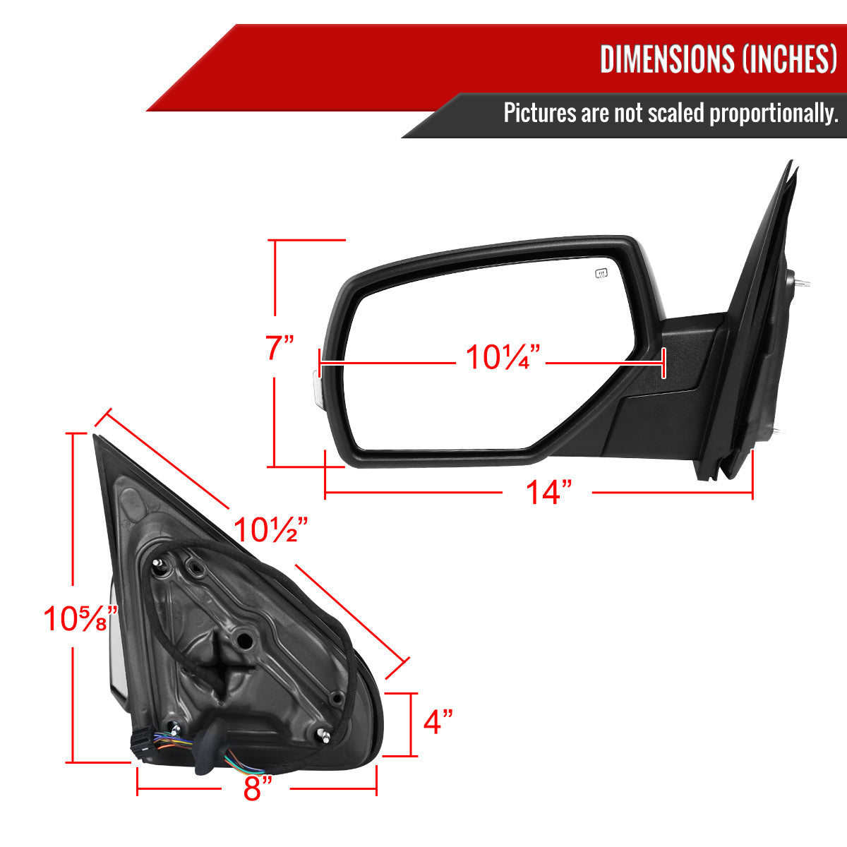 2014-2018 Chevrolet Silverado/GMC Sierra Glossy Black Power Adjustable, Auto-Fold, & Heated Side Mirror w/ LED Turn Signal & Puddle Light - Driver Side Only