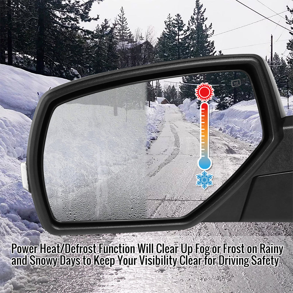 2014-2018 Chevrolet Silverado/GMC Sierra Glossy Black Power Adjustable, Auto-Fold, & Heated Side Mirror w/ LED Turn Signal & Puddle Light - Driver Side Only
