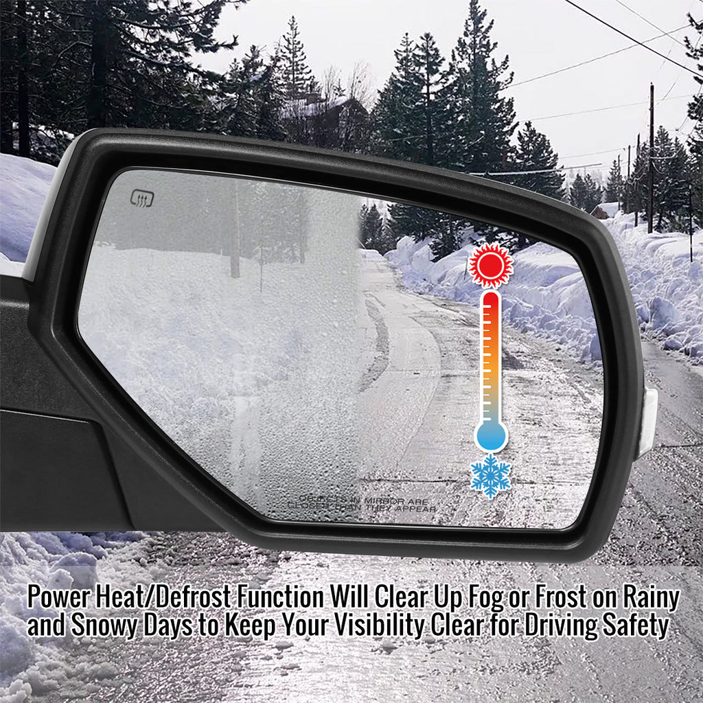 2014-2018 Chevrolet Silverado/GMC Sierra Glossy Black Power Adjustable, Auto-Fold, & Heated Side Mirror w/ LED Turn Signal & Puddle Light - Passenger Side Only