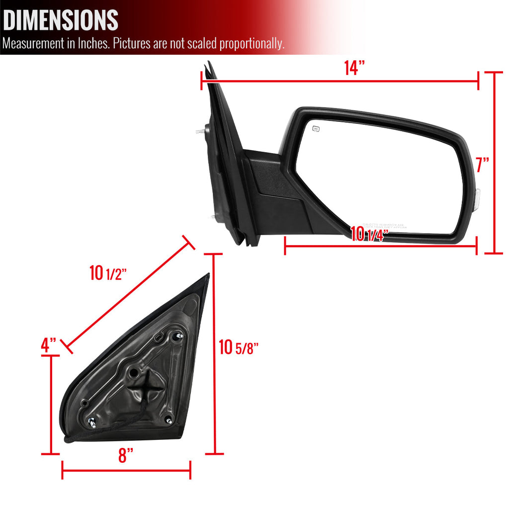 2014-2018 Chevrolet Silverado/GMC Sierra Manual Fold Power Adjustable Heated LED Turn Signal Glossy Black Side Mirror (Passenger Side only)