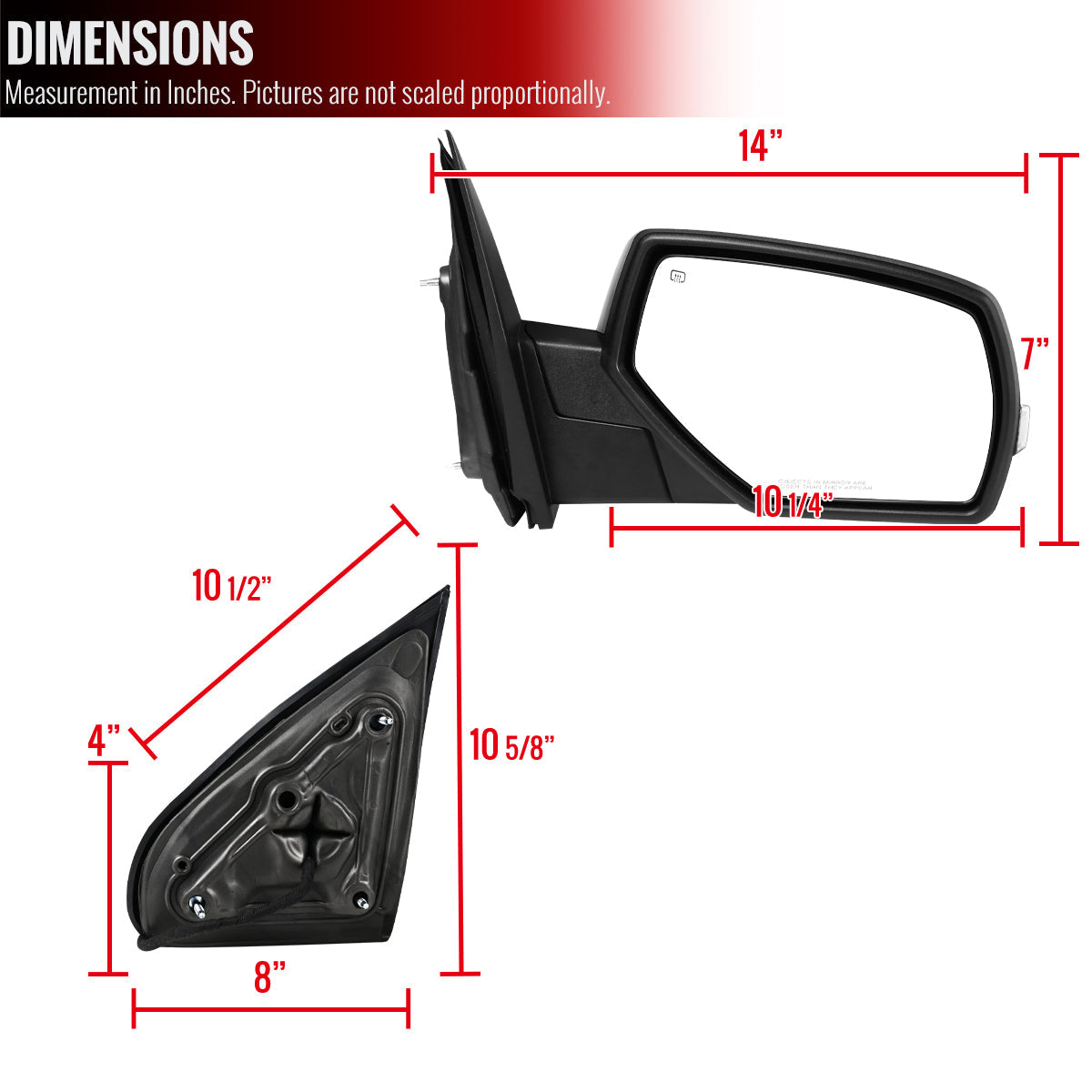 2014-2018 Chevrolet Silverado/GMC Sierra Manual Fold Power Adjustable Heated LED Turn Signal Glossy Black Side Mirror (Passenger Side only)