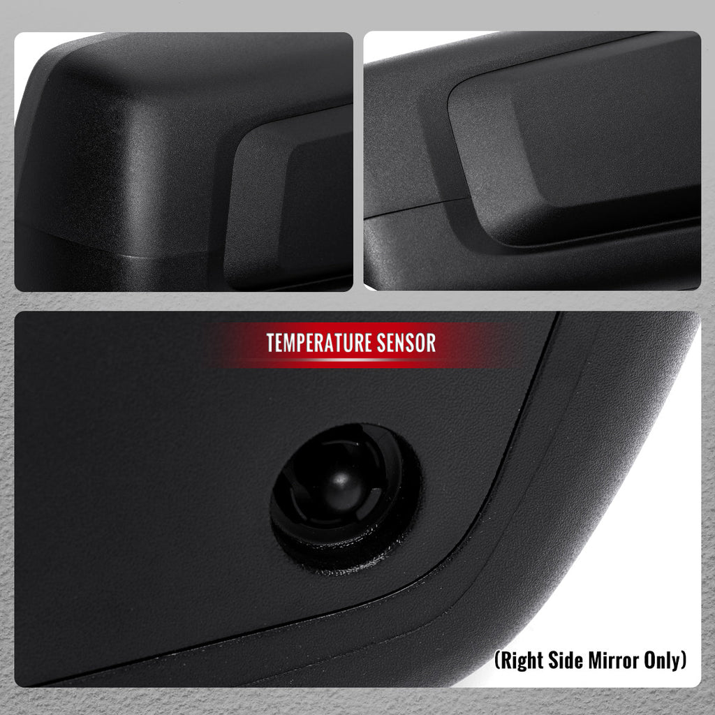 2019-2026 Chevrolet Silverado 1500 Black Power Adjustable, Manual Fold & Heated Side Mirror w/ t Temperature Sensor - Passenger Side Only
