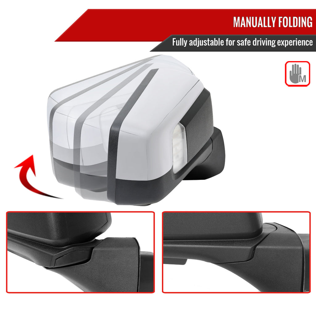 2019-2026 Chevrolet Silverado 1500 Chrome Power Adjustable, Manual Fold, BSD & Heated Side Mirror w/ LED Puddle and Turn Signal Light - Passenger Side Only