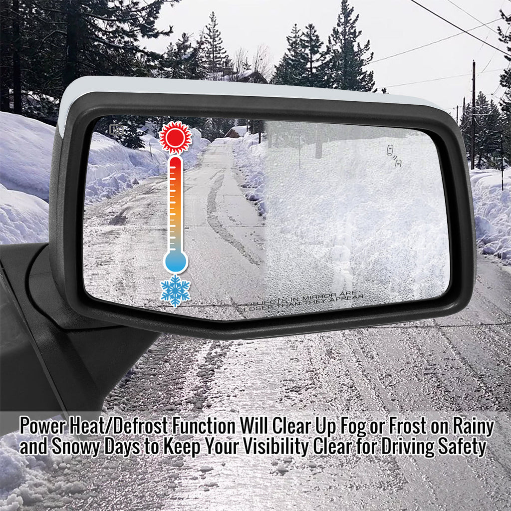 2019-2026 Chevrolet Silverado 1500 Chrome Power Adjustable, Manual Fold, BSD & Heated Side Mirror w/ LED Puddle and Turn Signal Light - Passenger Side Only