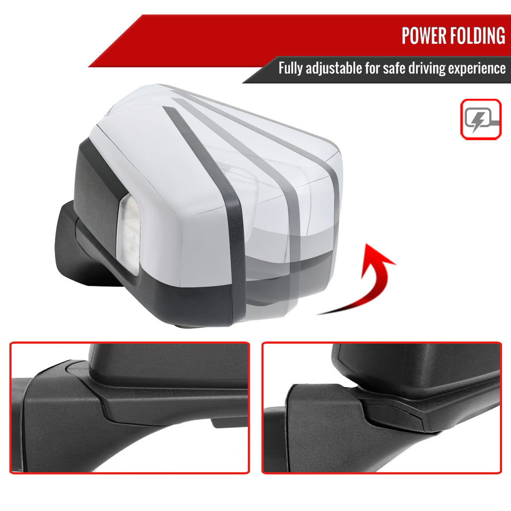 2019-2026 Chevrolet Silverado 1500 Chrome Power Adjustable, Auto-Fold, BSD & Heated Side Mirror w/ LED Puddle and Turn Signal Light - Driver Side Only