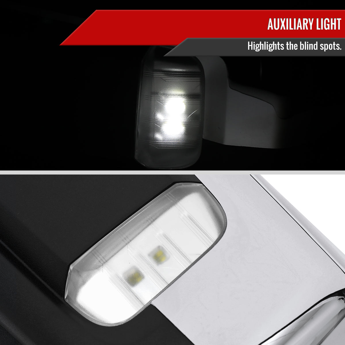 2019-2026 Chevrolet Silverado 1500 Chrome Power Adjustable, Auto-Fold, BSD & Heated Side Mirror w/ LED Puddle and Turn Signal Light - Driver Side Only