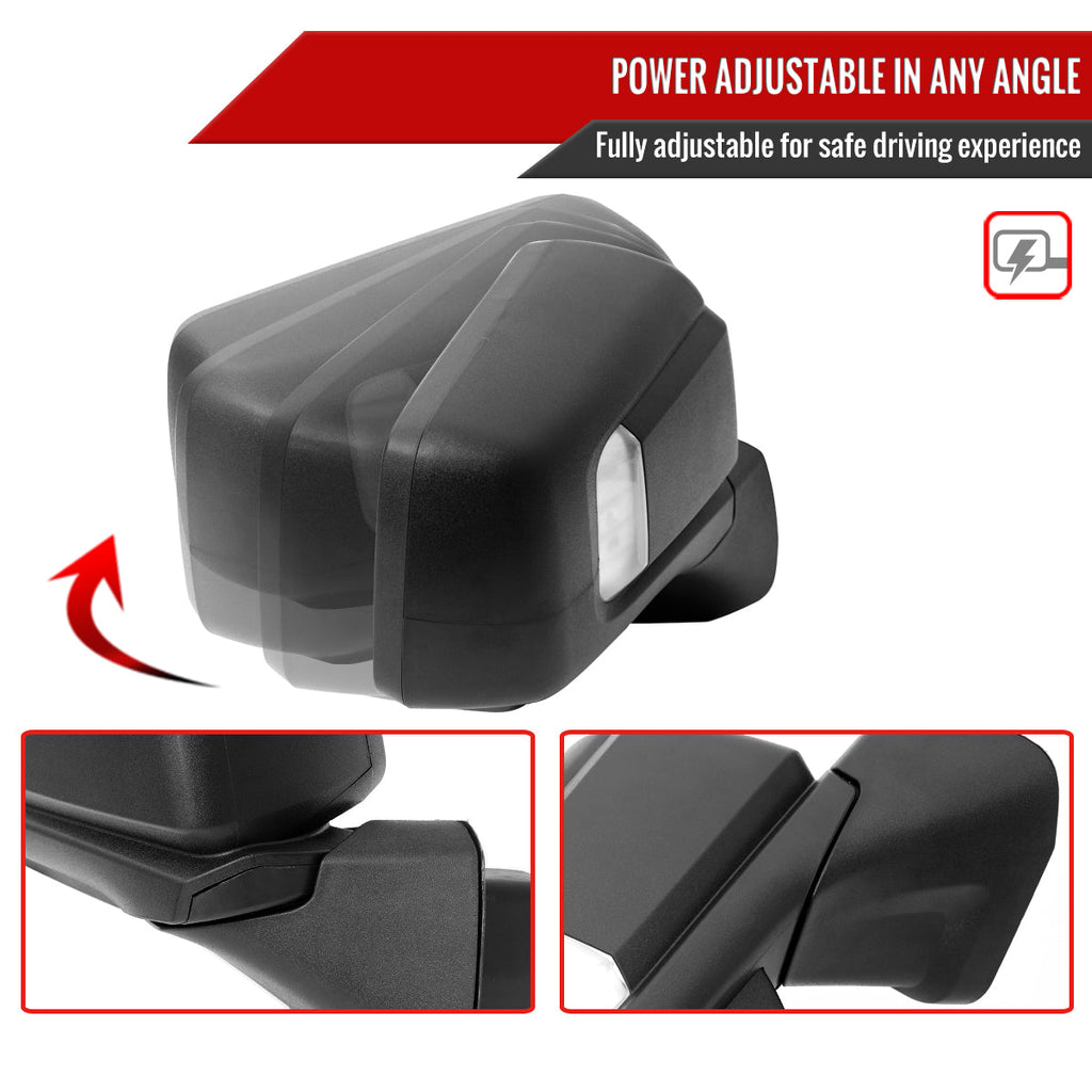 2019-2026 Chevrolet Silverado 1500 Black Power Adjustable, Auto-Fold, BSD & Heated Side Mirror w/ LED Puddle and Auxiliary Light - Passenger Side Only
