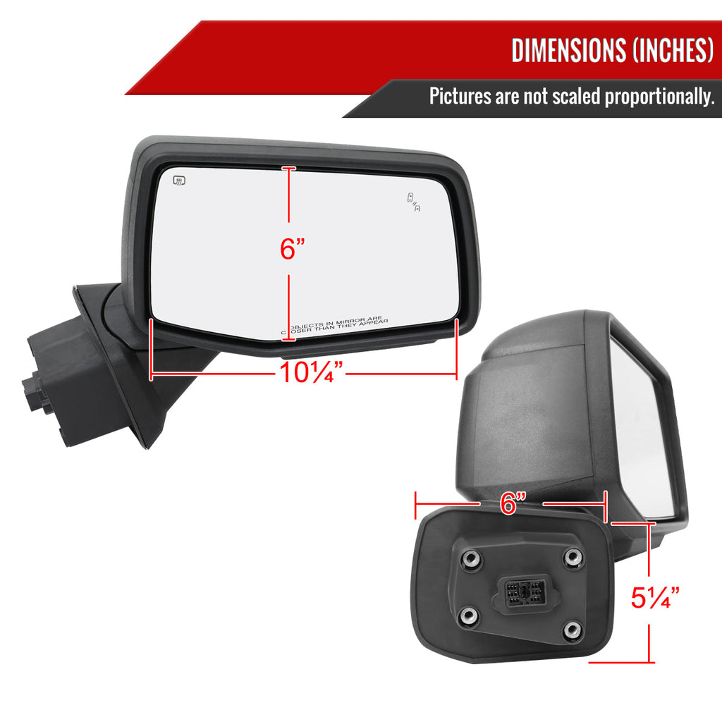 2019-2026 Chevrolet Silverado 1500 Black Power Adjustable, Auto-Fold, BSD & Heated Side Mirror w/ LED Puddle and Auxiliary Light - Passenger Side Only