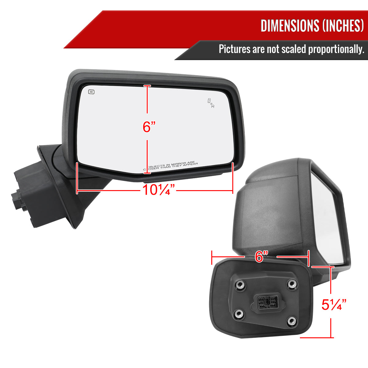 2019-2026 Chevrolet Silverado 1500 Black Power Adjustable, Auto-Fold, BSD & Heated Side Mirror w/ LED Puddle and Auxiliary Light - Passenger Side Only