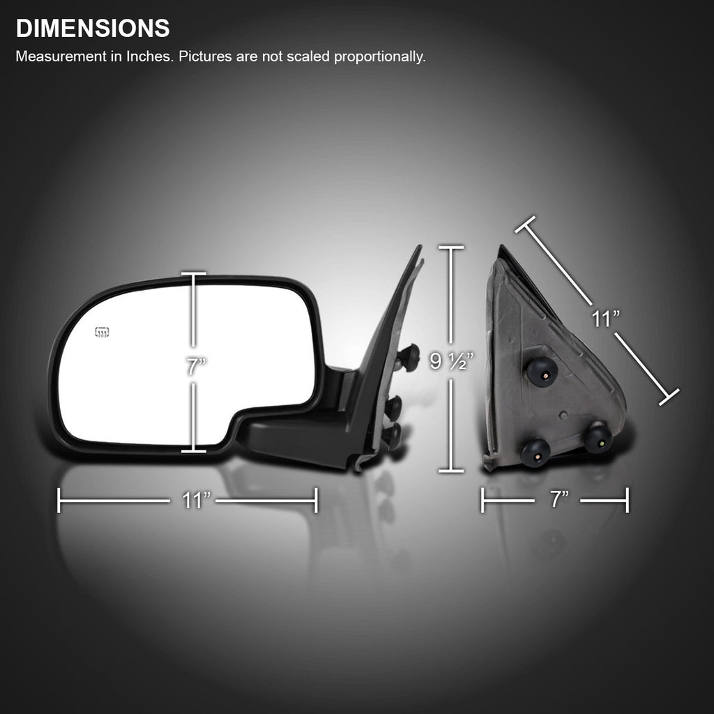 1999-2002 Chevrolet Silverado/Tahoe/Suburban GMC Sierra/Yukon Black Power Adjustable & Heated Side Mirror - Driver Side Only