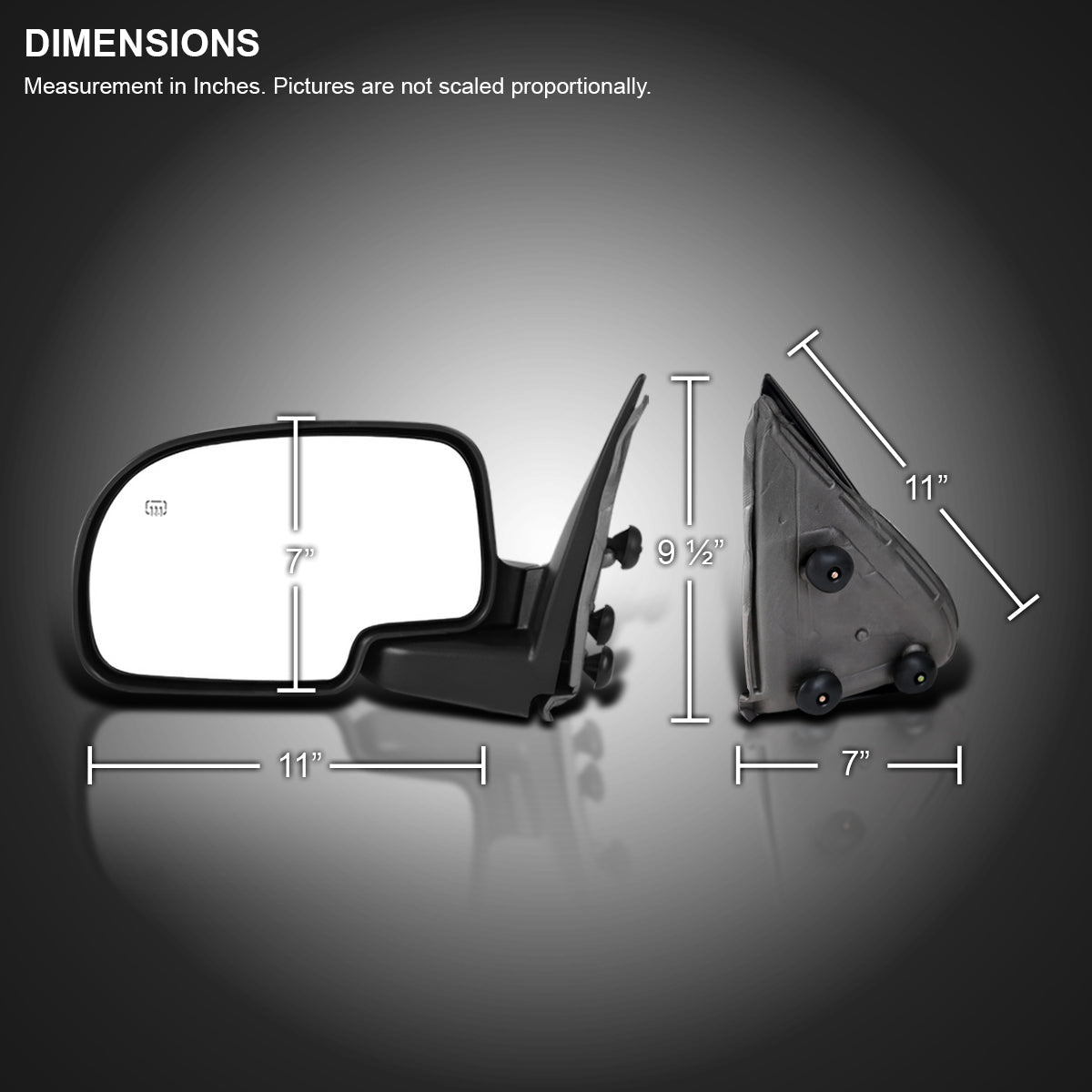 1999-2002 Chevrolet Silverado/Tahoe/Suburban GMC Sierra/Yukon Black Power Adjustable & Heated Side Mirror - Driver Side Only
