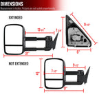 1988-2002 Chevrolet C/K C3500/Tahoe GMC Yukon/Suburban Manual Adjustable & Extendable Towing Mirrors