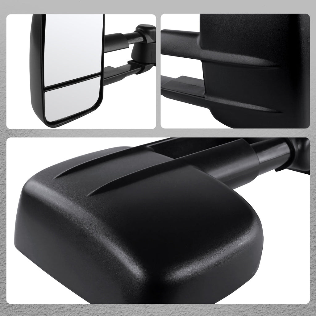1988-1998 Chevrolet C/K 1500 / Tahoe / GMC Yukon / Suburban Chrome Power Adjustable Manual Extendable Towing Mirrors w/ Smoked LED Signal Lights