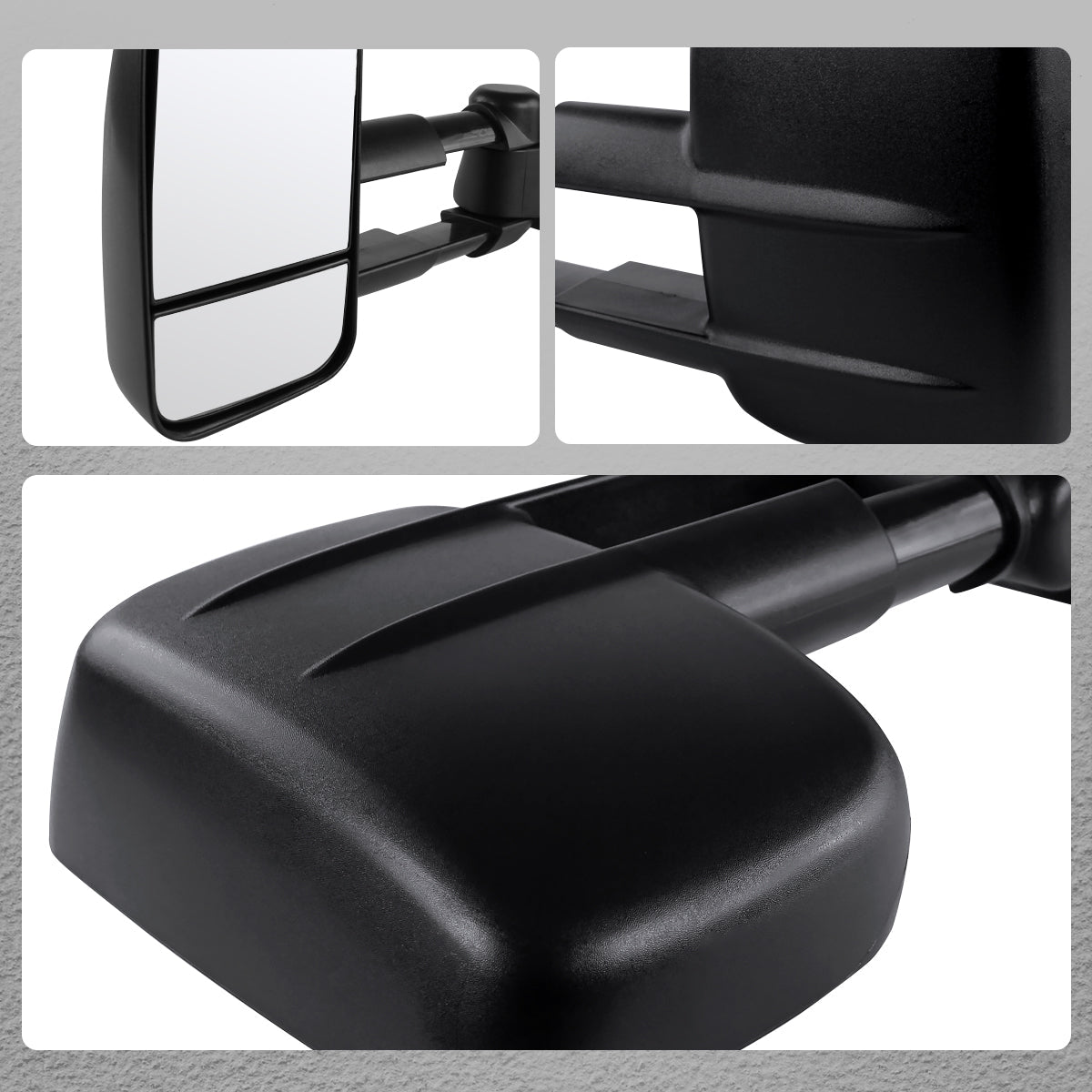 1988-1998 Chevrolet C/K 1500 / Tahoe / GMC Yukon / Suburban Black Power Adjustable Manual Extendable Towing Mirrors