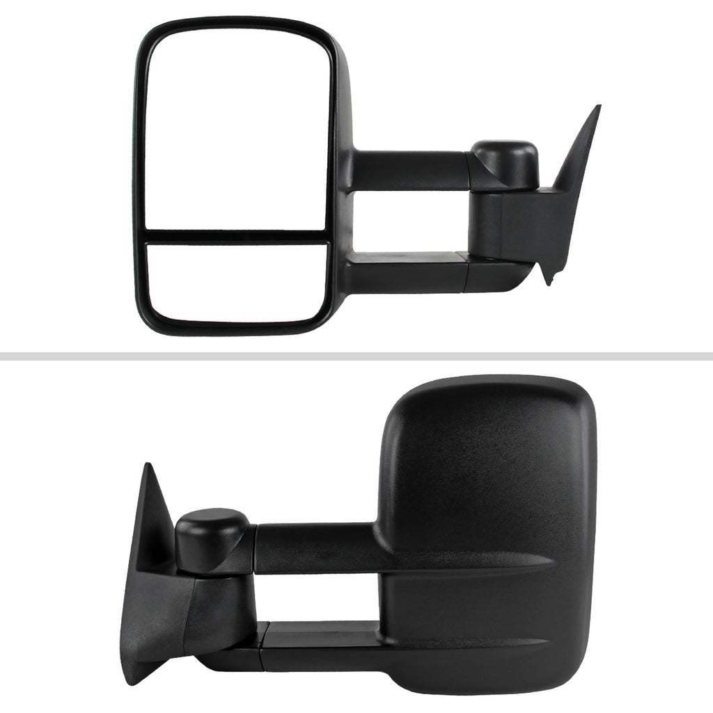 1988-1998 Chevrolet C/K 1500 / Tahoe / GMC Yukon / Suburban Black Power Adjustable Manual Extendable Towing Mirrors