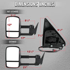 1988-1998 Chevrolet C/K 1500 / Tahoe / GMC Yukon / Suburban Black Power Adjustable Manual Extendable Towing Mirrors