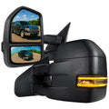 2007-2014 Ford F-150 Power Adjustable, Heated, & Manual Extendable Towing Mirrors w/ Smoked Lens LED Turn Signal & Puddle Lights