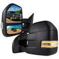 2015-2020 Ford F-150 Power Adjustable, Heated, & Manual Extendable Towing Mirrors w/ Clear Lens Sequential LED Turn Signal, Clearance, Puddle, & Auxiliary Lights