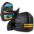2015-2020 Ford F-150 Power Adjustable, Heated, & Manual Extendable 8-Pin/22-Pin Towing Mirrors w/ Smoked Lens LED Turn Signal, Clearance, & Puddle Lights