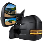 2015-2020 Ford F-150 Power Adjustable, Heated, & Manual Extendable 8-Pin/22-Pin Towing Mirrors w/ Smoked Lens LED Turn Signal, Clearance, & Puddle Lights