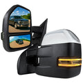 2015-2020 Ford F-150 Power Adjustable, Heated, & Manual Extendable Towing Mirrors w/ Smoked Lens LED Turn Signal, Clearance, Puddle, & Auxiliary Lights