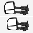 2021-2025 Ford F150 F250 Power Adjustable, Heated, & Manual Extendable Towing Mirrors w/ Smoked Lens LED Turn Signal & Puddle Lights