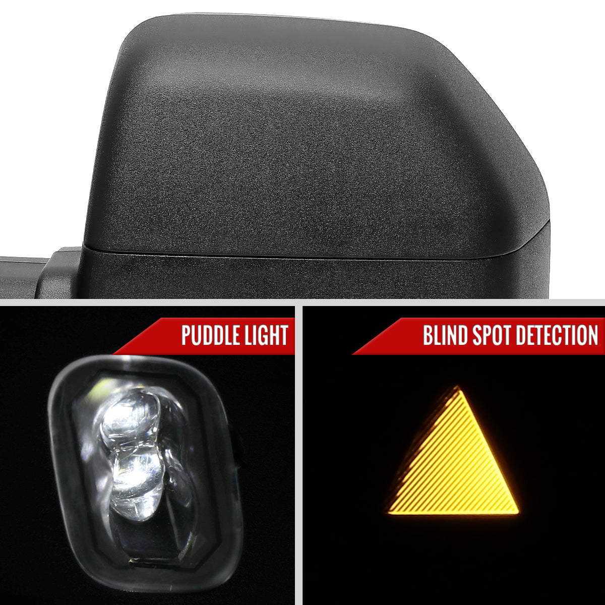 2021-2025 Ford F150 F250 Power Adjustable, Heated, & Manual Extendable Towing Mirrors w/ Smoked Lens LED Turn Signal & Puddle Lights