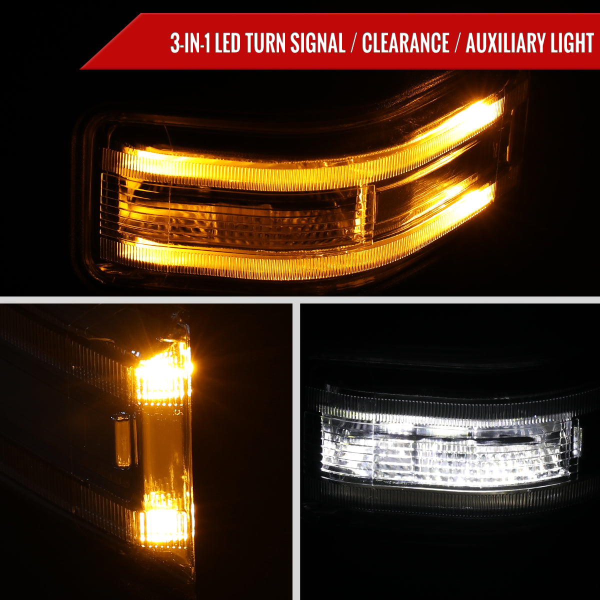 2021-2025 Ford F150 F250 Power Adjustable, Heated, & Manual Extendable Towing Mirrors w/ Clear Lens LED Turn Signal & Puddle Lights