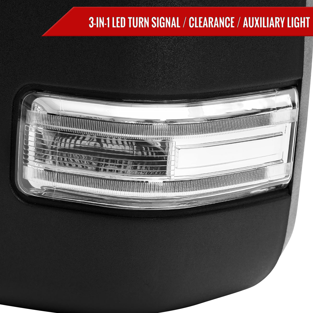 2021-2025 Ford F150 F250 Power Adjustable, Heated, & Manual Extendable Towing Mirrors w/ Clear Lens LED Turn Signal & Puddle Lights
