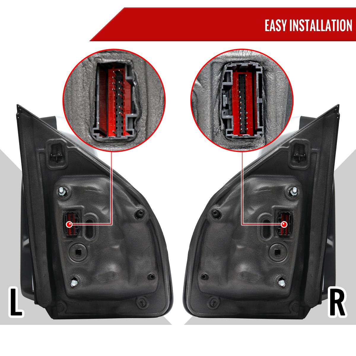 2021-2025 Ford F-150 F-250 Power Adjustable, Heated, & Manual Extendable Towing Mirrors w/ Clear Lens LED Turn Signal, Clearance, Puddle, & Auxiliary Lights