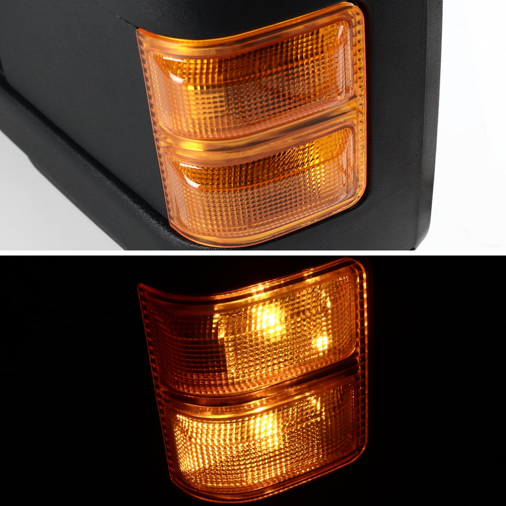 2003-2015 Ford F-250/F-350/F-450/F-550 Manual Adjustable & Extendable Towing Mirrors w/ Amber Lens Turn Signal Lights
